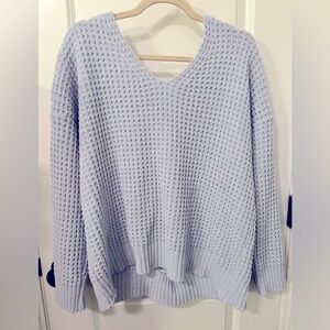 Moral Fiber Women’s Chunky Sweater with lace tie down back size 3X color blue